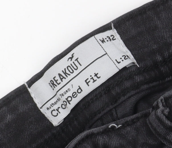 Breakout Men's Black Cropped Jeans, Size 32, Dark Denim