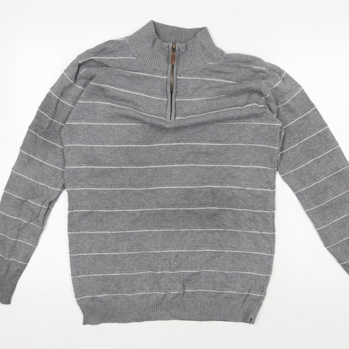 Reserve Men's Grey 3XL Knit Jumper with Half Zip