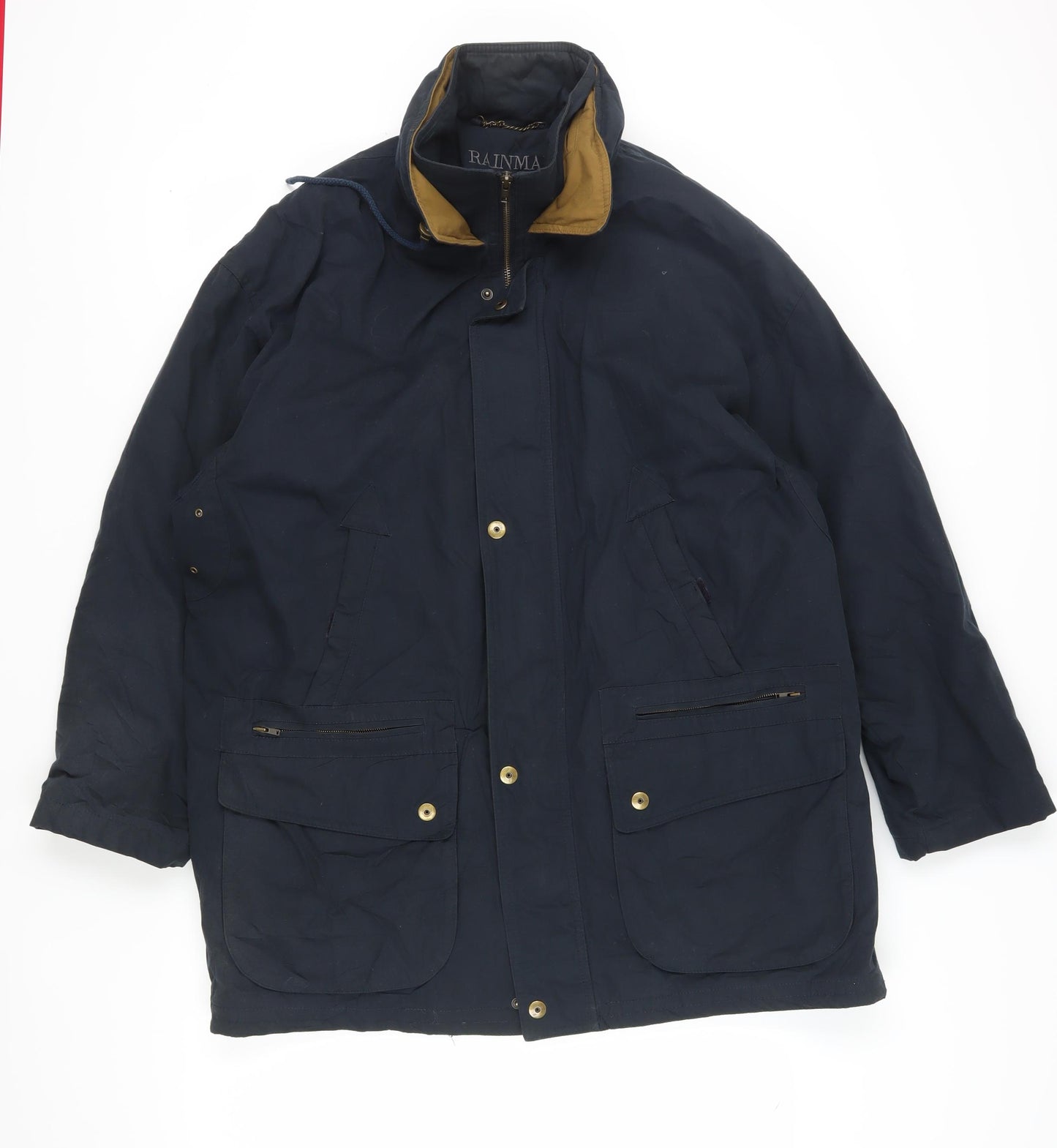 RAINMAN Men's Black Parka Coat 40 Stand-Up Collar Casual