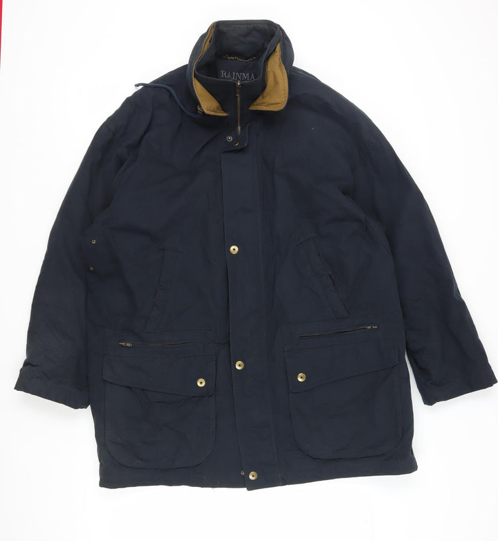 RAINMAN Men's Black Parka Coat 40 Stand-Up Collar Casual