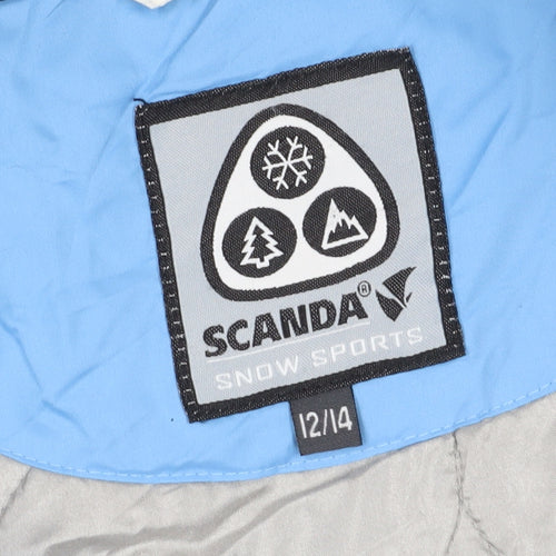 Scanda Women's Blue Ski Jacket Size 12 Winter Hooded Waterproof