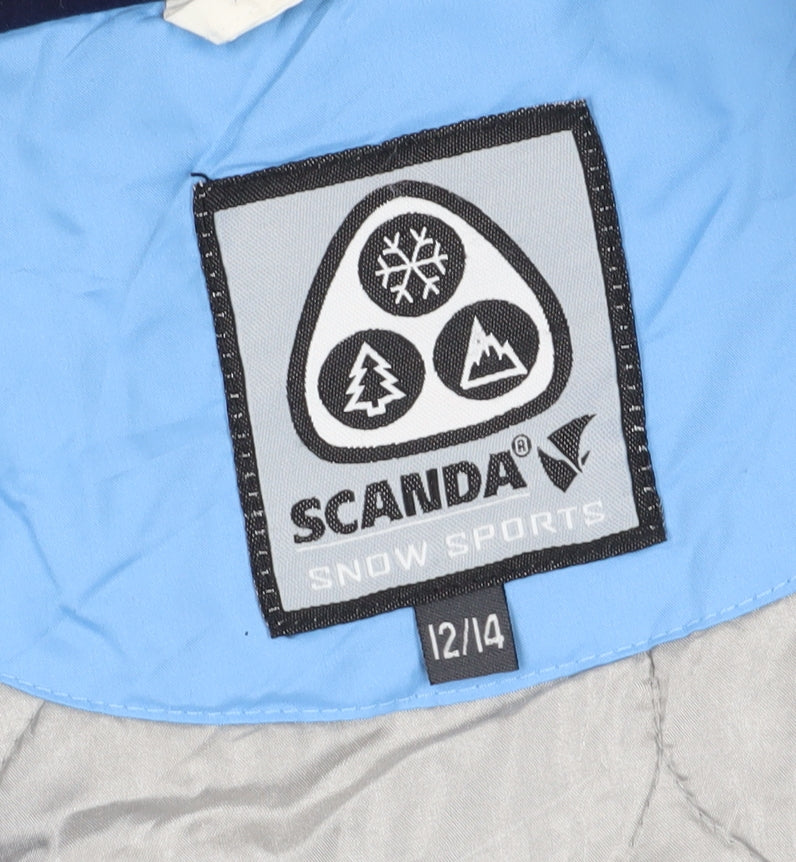 Scanda Women's Blue Ski Jacket Size 12 Winter Hooded Waterproof