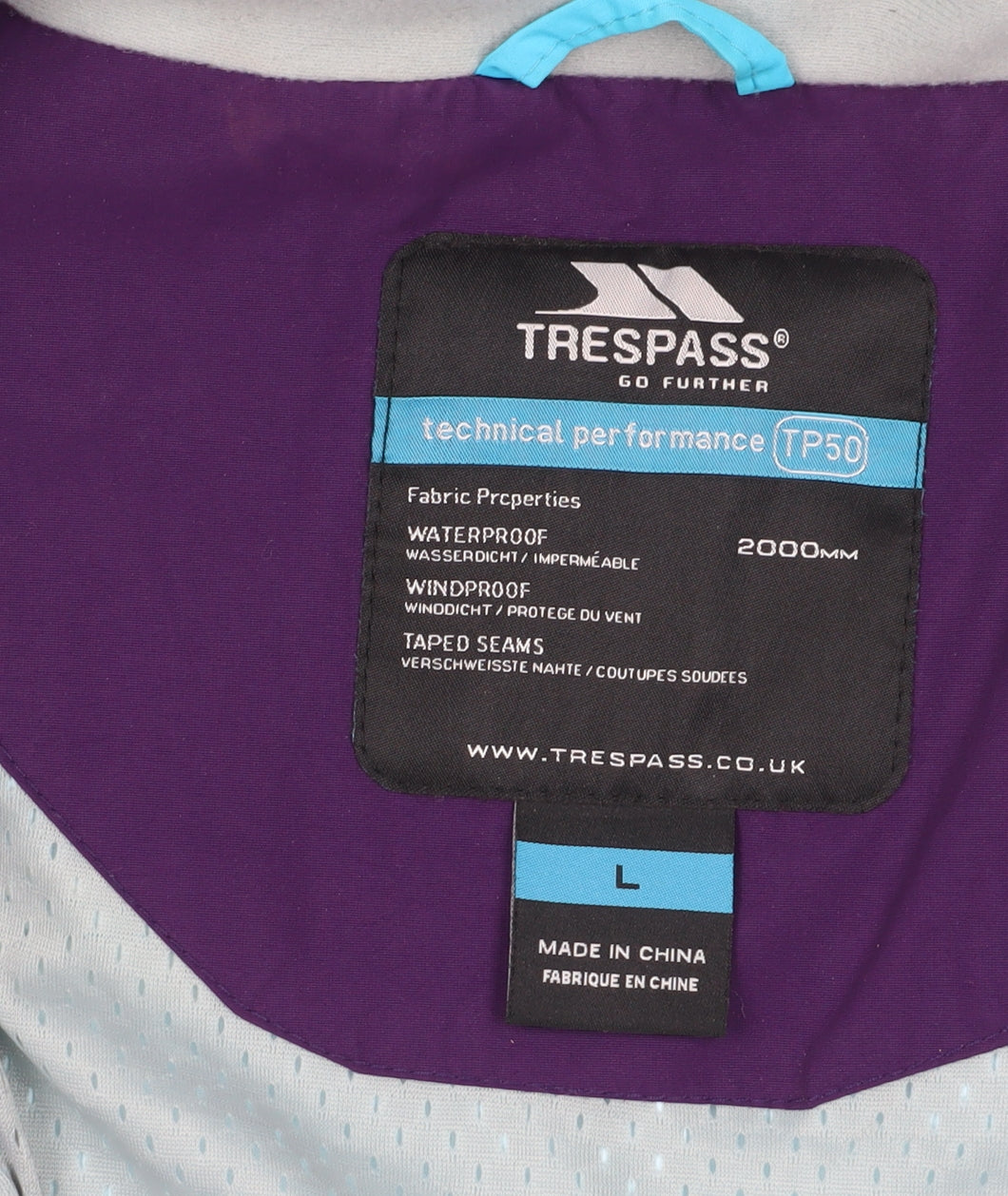 Trespass Women's Blue Rain Coat Jacket L - Waterproof & Windproof