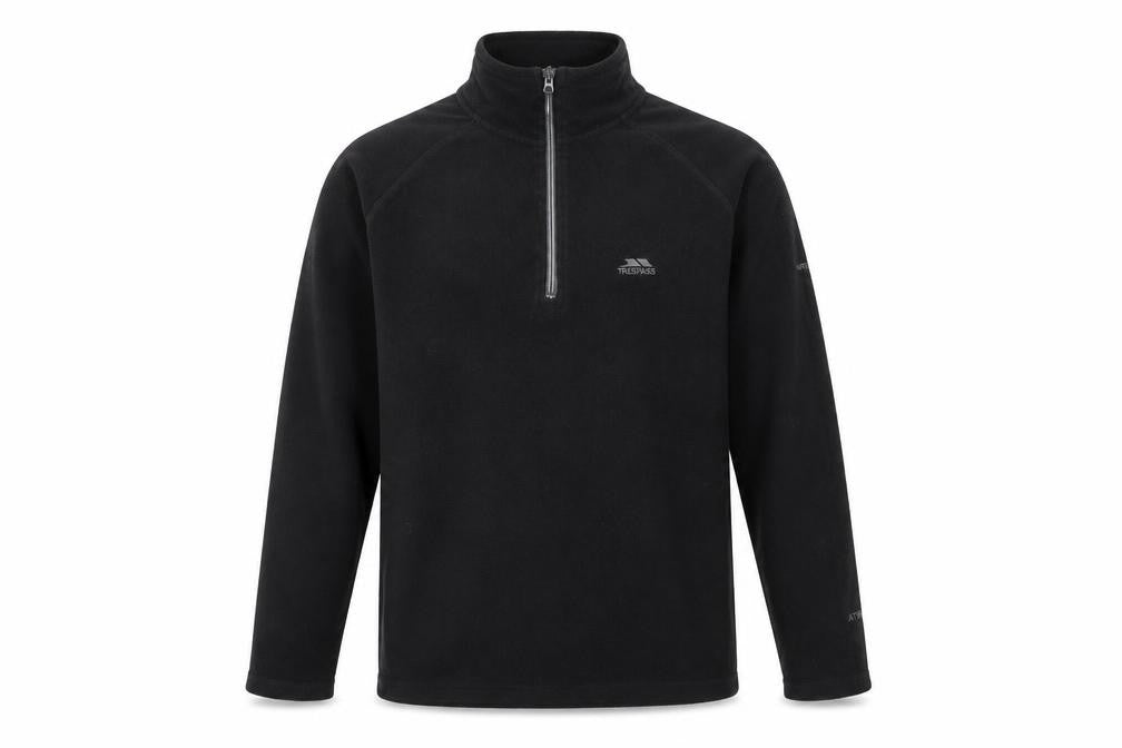 Front view of Trespass Black 1/2 Zip Fleece Sweatshirt XS Men
