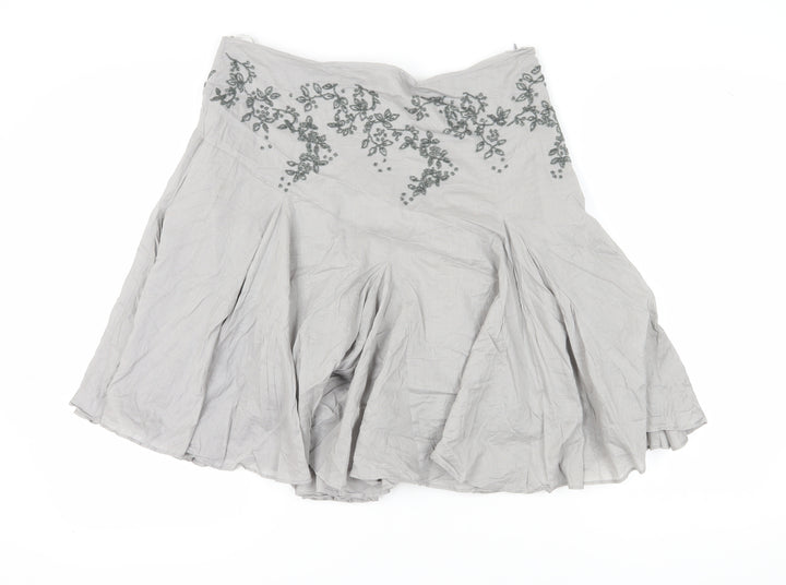 Ted Baker Women's Grey A-Line Skirt, Size 4, Embroidered