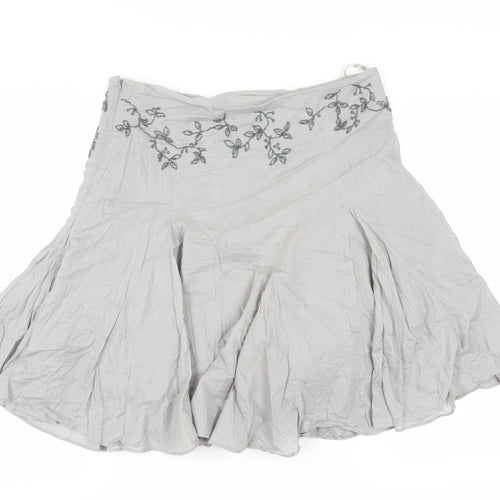 Ted Baker Women's Grey A-Line Skirt, Size 4, Embroidered
