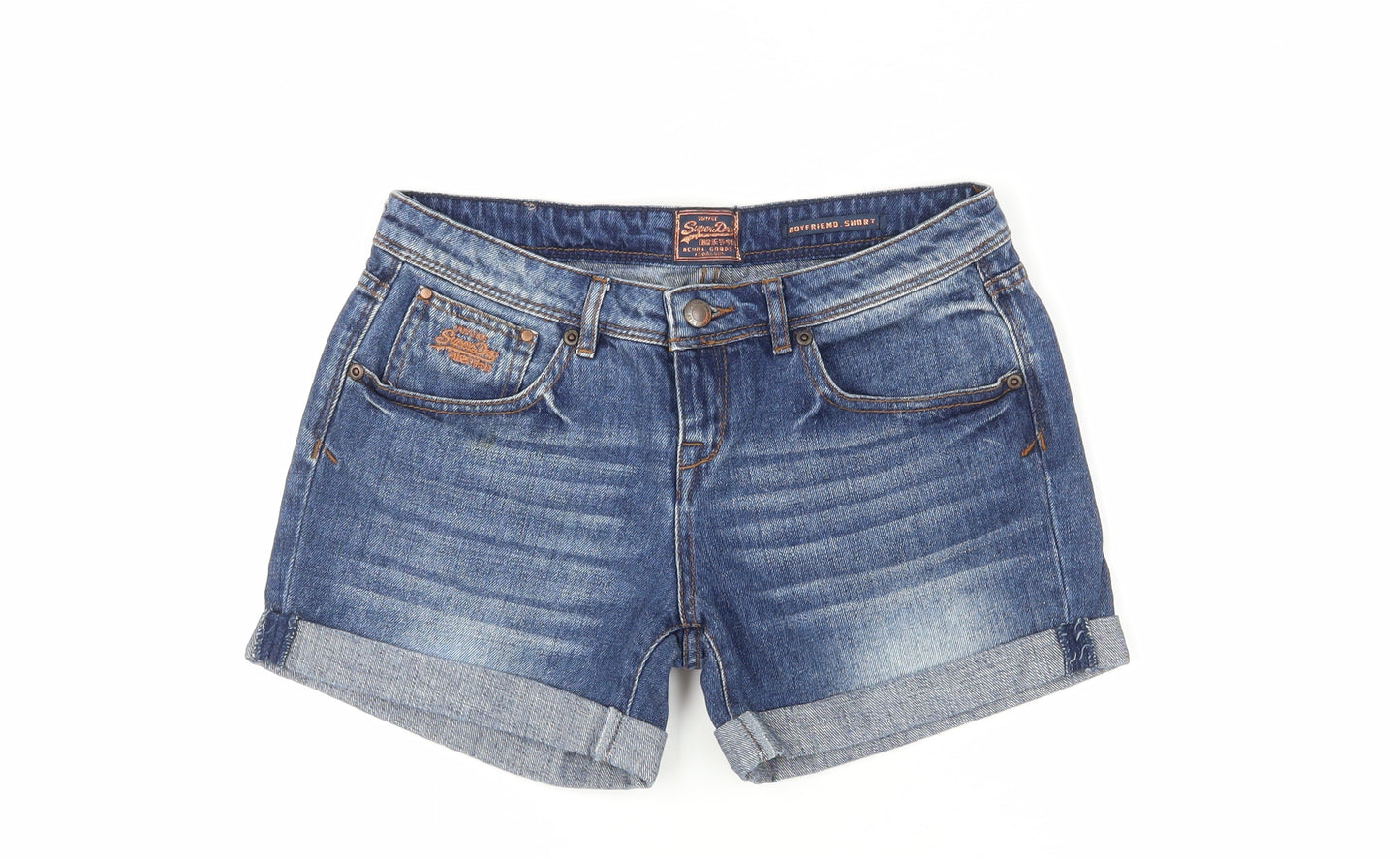 Superdry Women's Blue Boyfriend Denim Shorts, L
