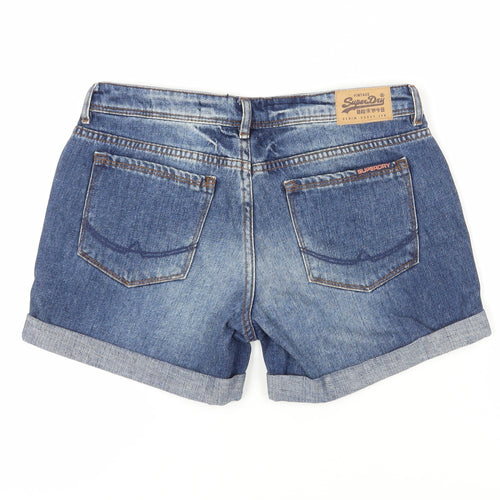Superdry Women's Blue Boyfriend Denim Shorts, L