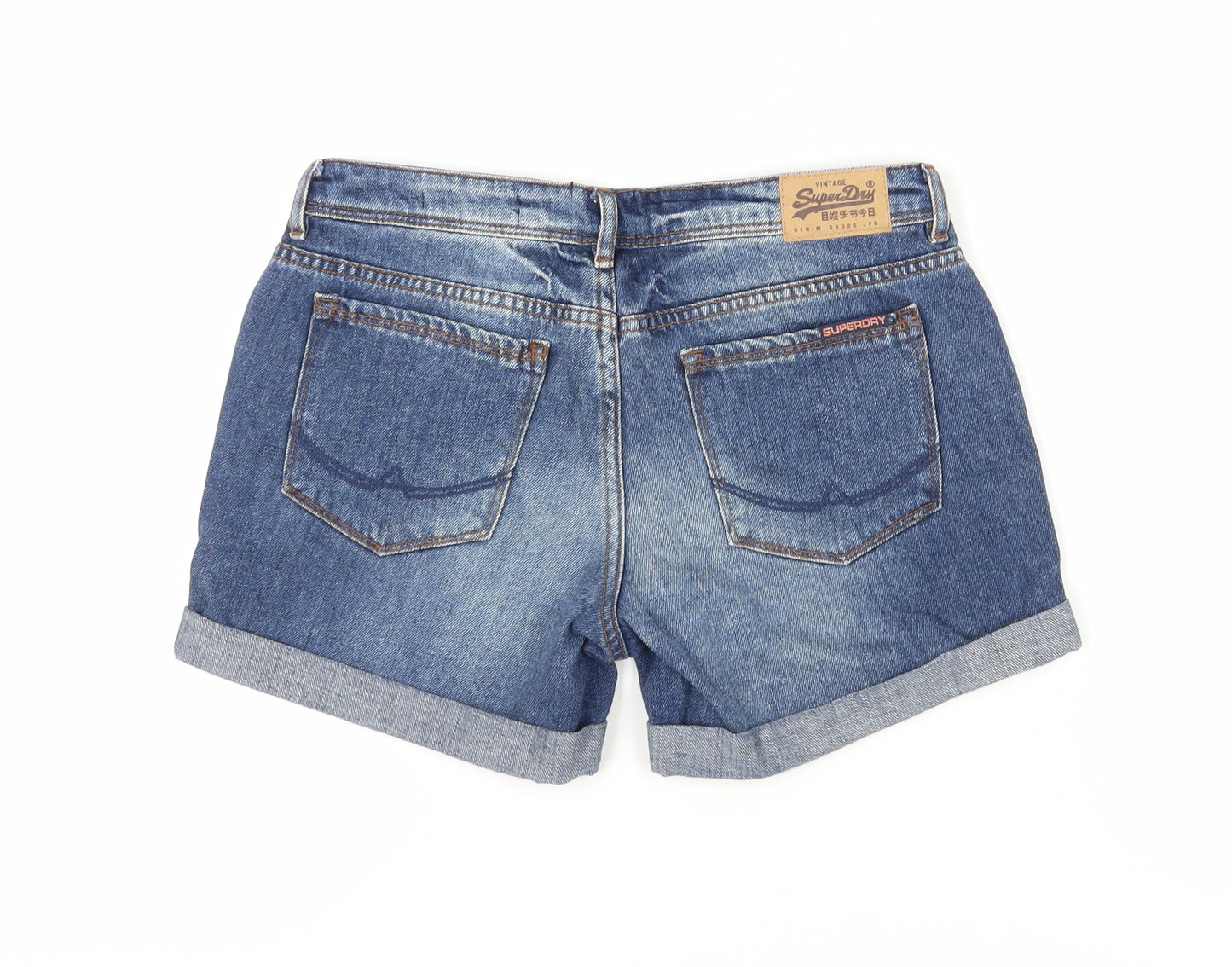 Superdry Women's Blue Boyfriend Denim Shorts, L