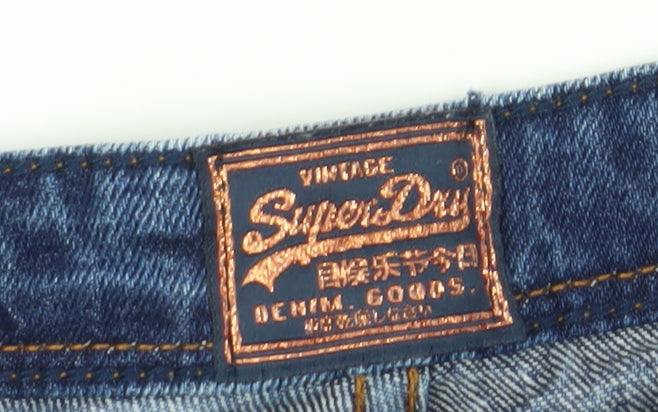 Superdry Women's Blue Boyfriend Denim Shorts, L