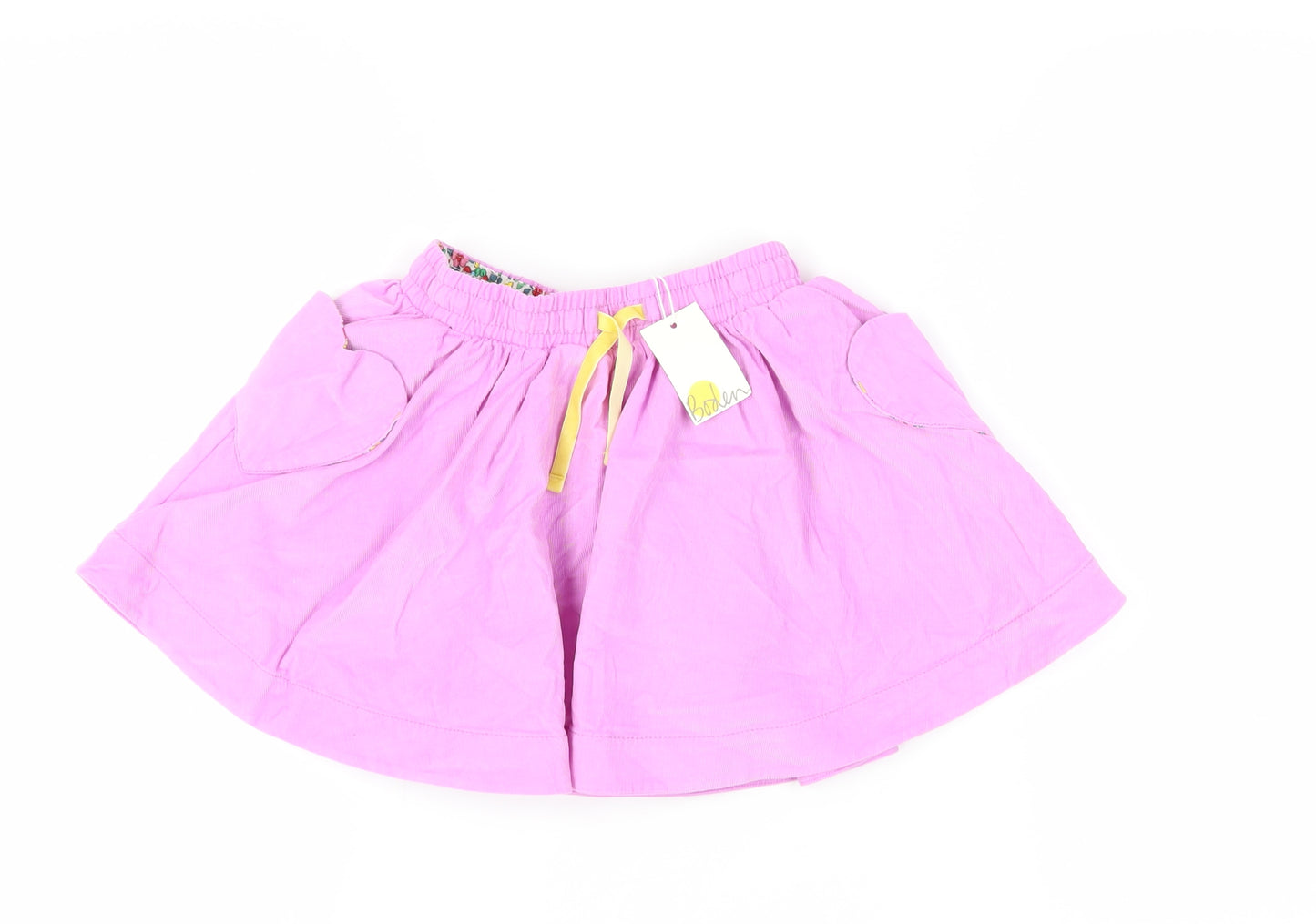 Mini Boden Girls Pink A-Line Skirt 5-6 Years Cotton Drawstring