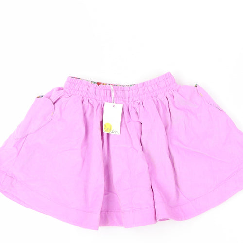 Mini Boden Girls Pink A-Line Skirt 5-6 Years Cotton Drawstring