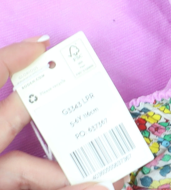 Mini Boden Girls Pink A-Line Skirt 5-6 Years Cotton Drawstring