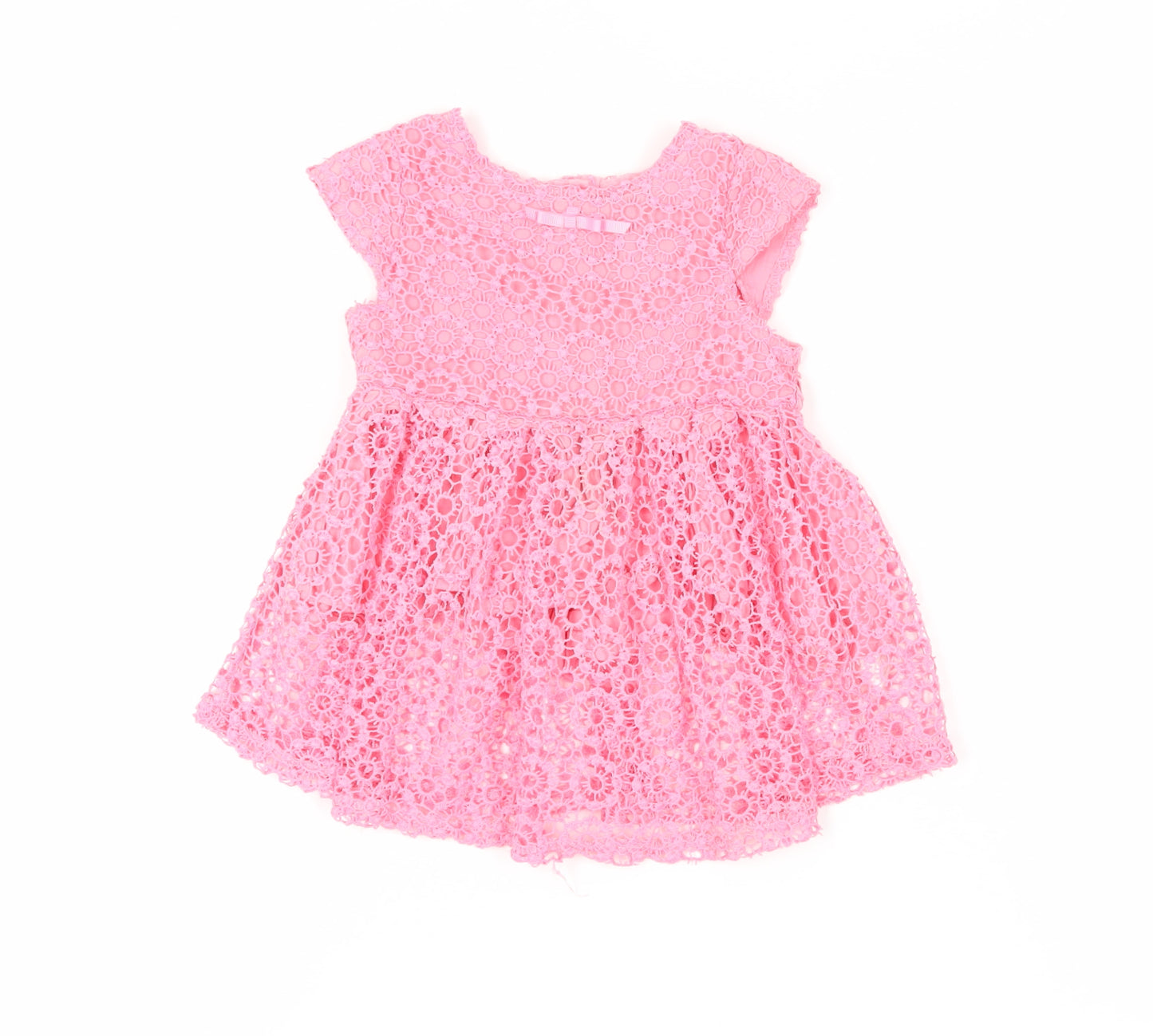 Calvin Klein Girls Pink Floral Fit & Flare Lace Dress 24M