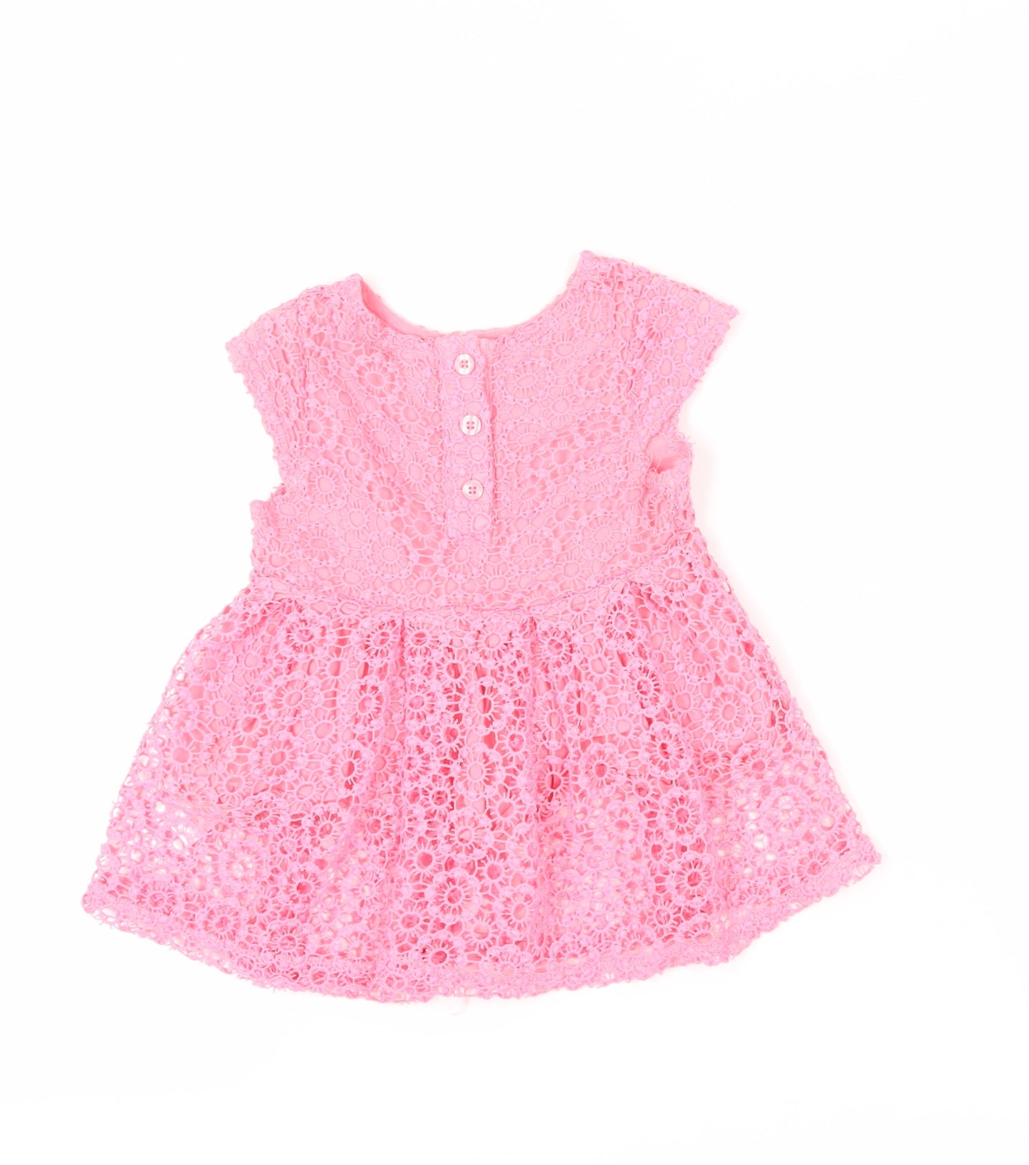 Calvin Klein Girls Pink Floral Fit & Flare Lace Dress 24M
