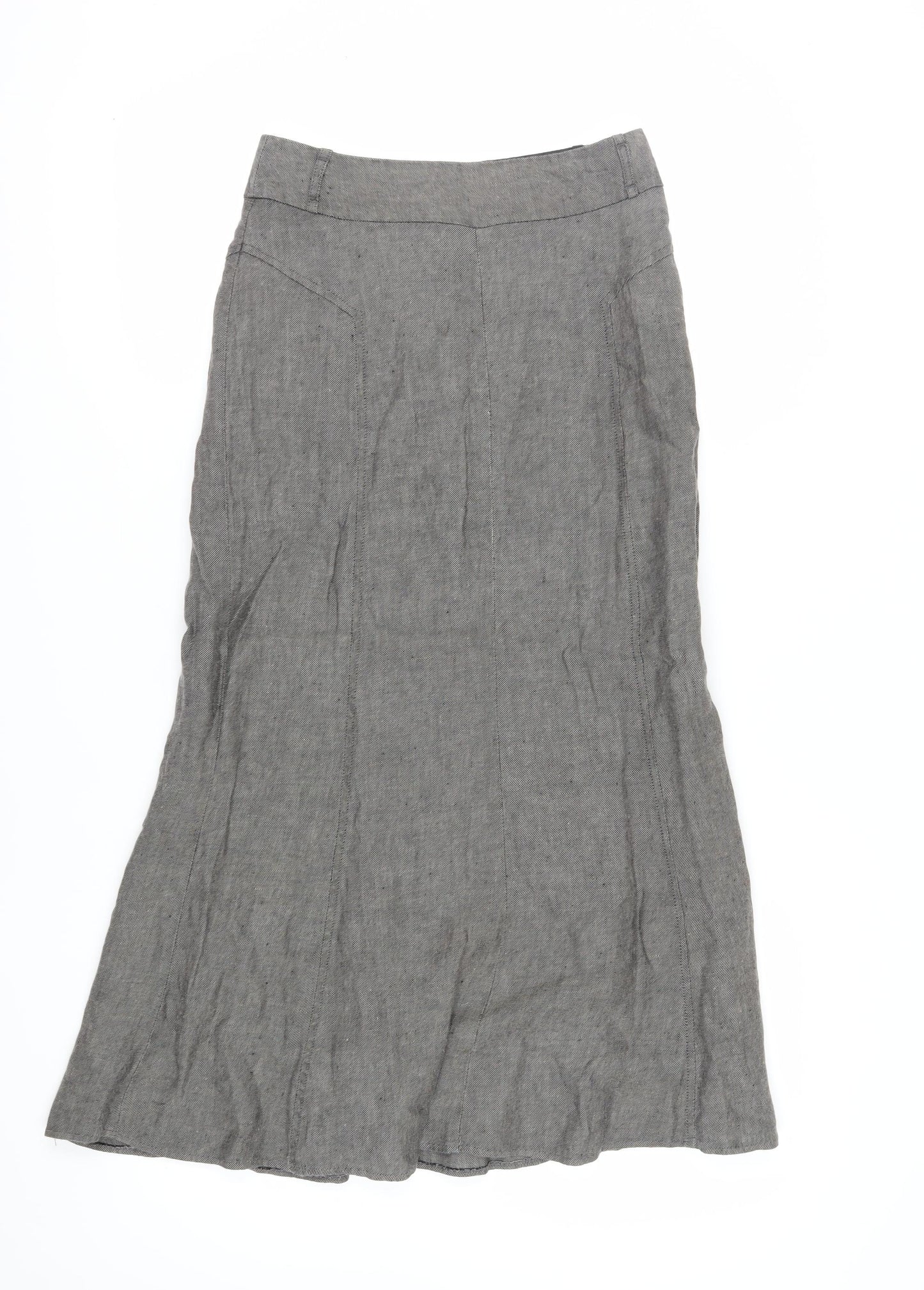 Laura Ashley Women's Grey Linen Midi Pencil Skirt - Sz S