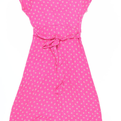 Fat Face Women's Pink Floral Wrap Dress - Size 10