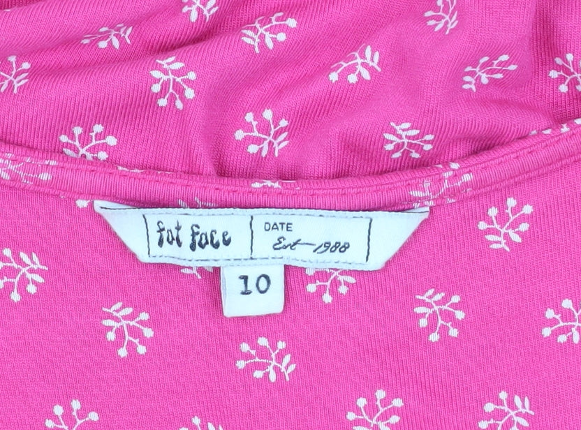Fat Face Women's Pink Floral Wrap Dress - Size 10