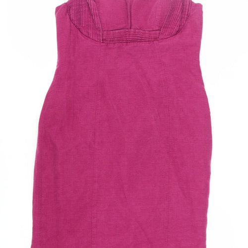 Alexon Women's Pink Silk-Linen Bodycon Dress, Size 12