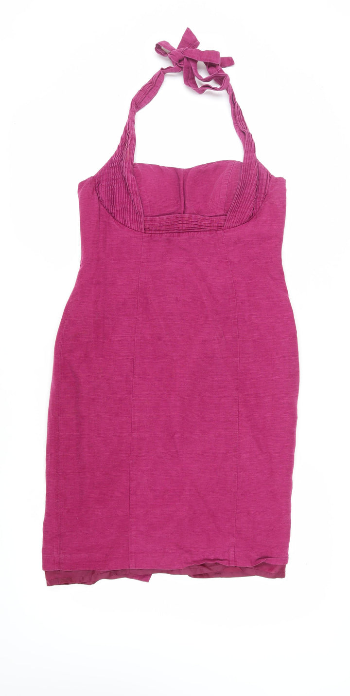 Alexon Women's Pink Silk-Linen Bodycon Dress, Size 12