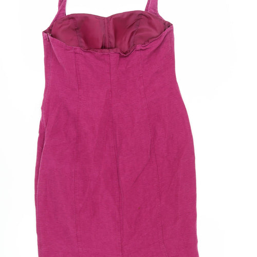 Alexon Women's Pink Silk-Linen Bodycon Dress, Size 12