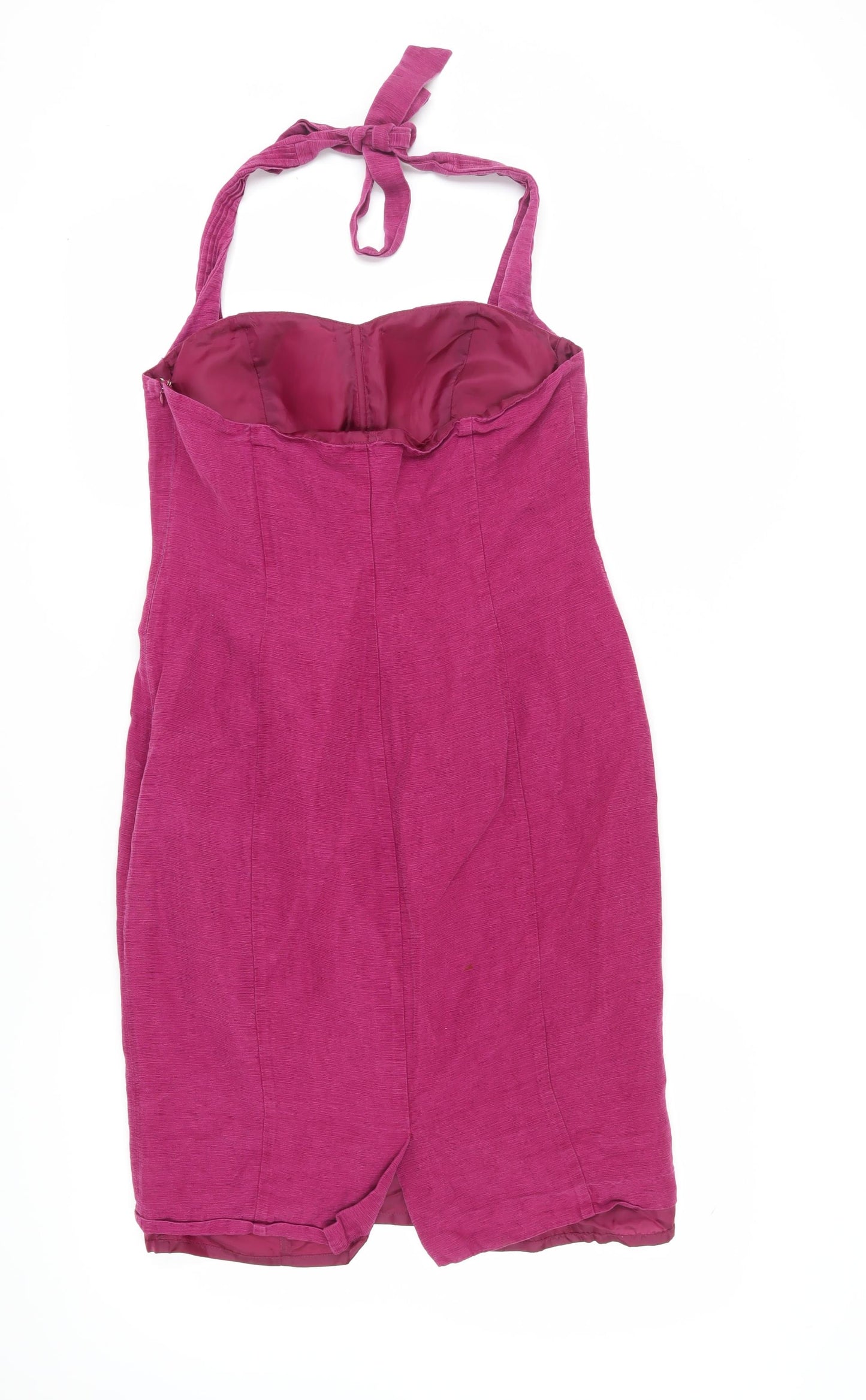Alexon Women's Pink Silk-Linen Bodycon Dress, Size 12