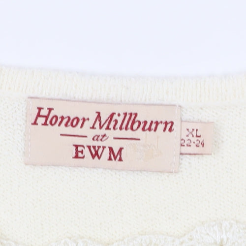 Honor Millburn Women's Ivory V-Neck Pullover Jumper XL