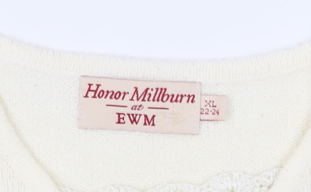 Honor Millburn Women's Ivory V-Neck Pullover Jumper XL