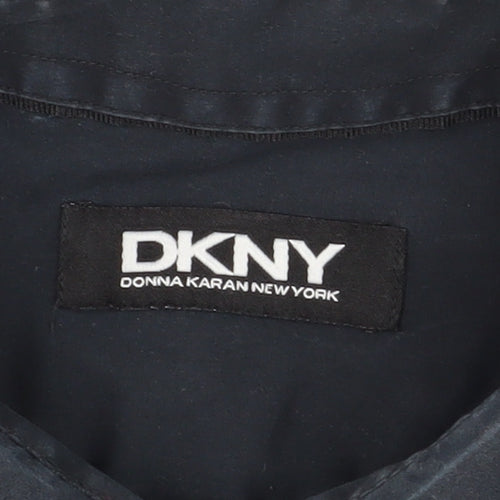 DKNY Men's Black Cotton Long Sleeve Button-Up Shirt