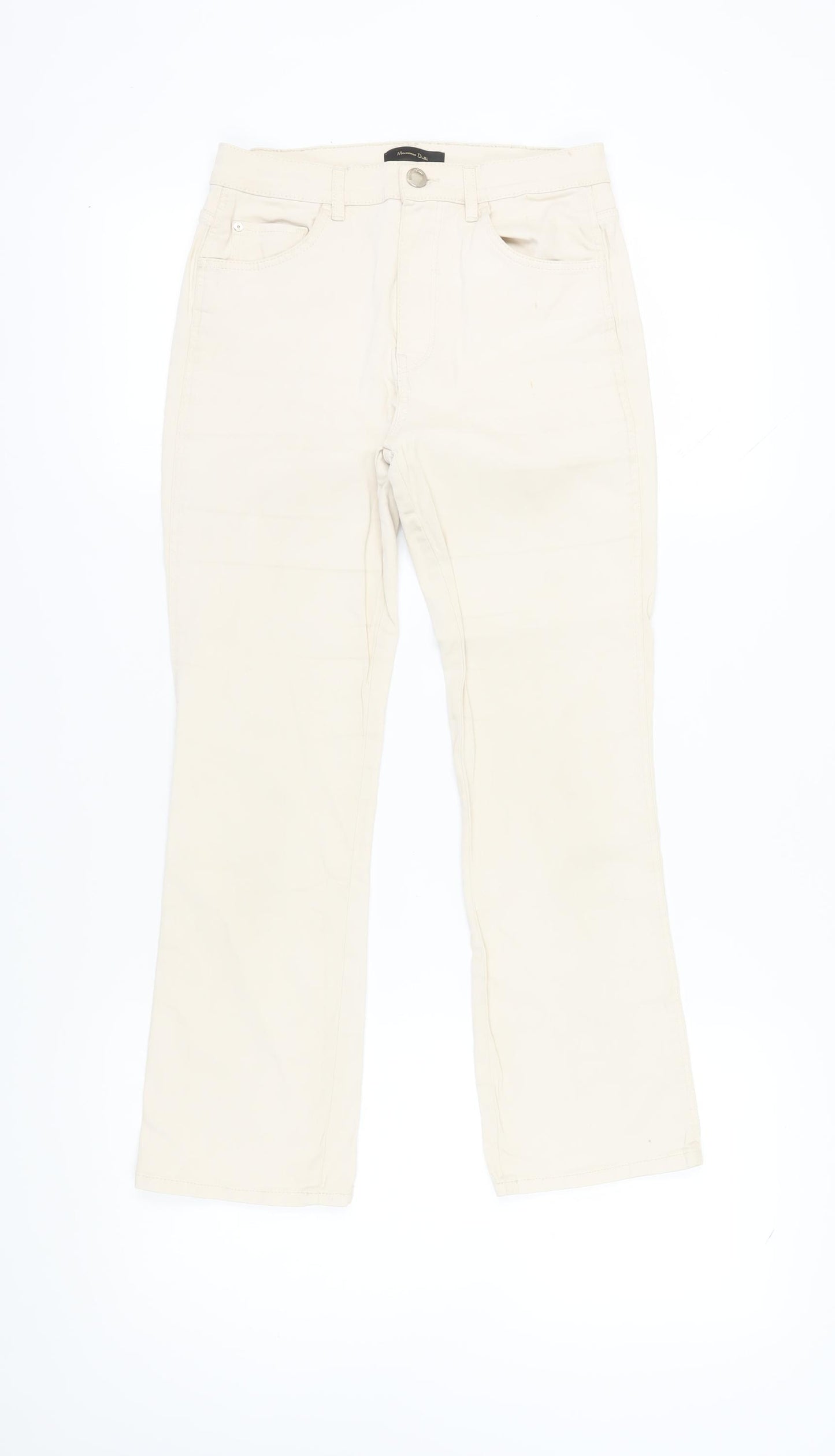 Massimo Dutti Women's Beige Straight-Leg Trousers