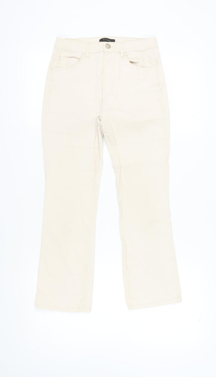 Massimo Dutti Women's Beige Straight-Leg Trousers