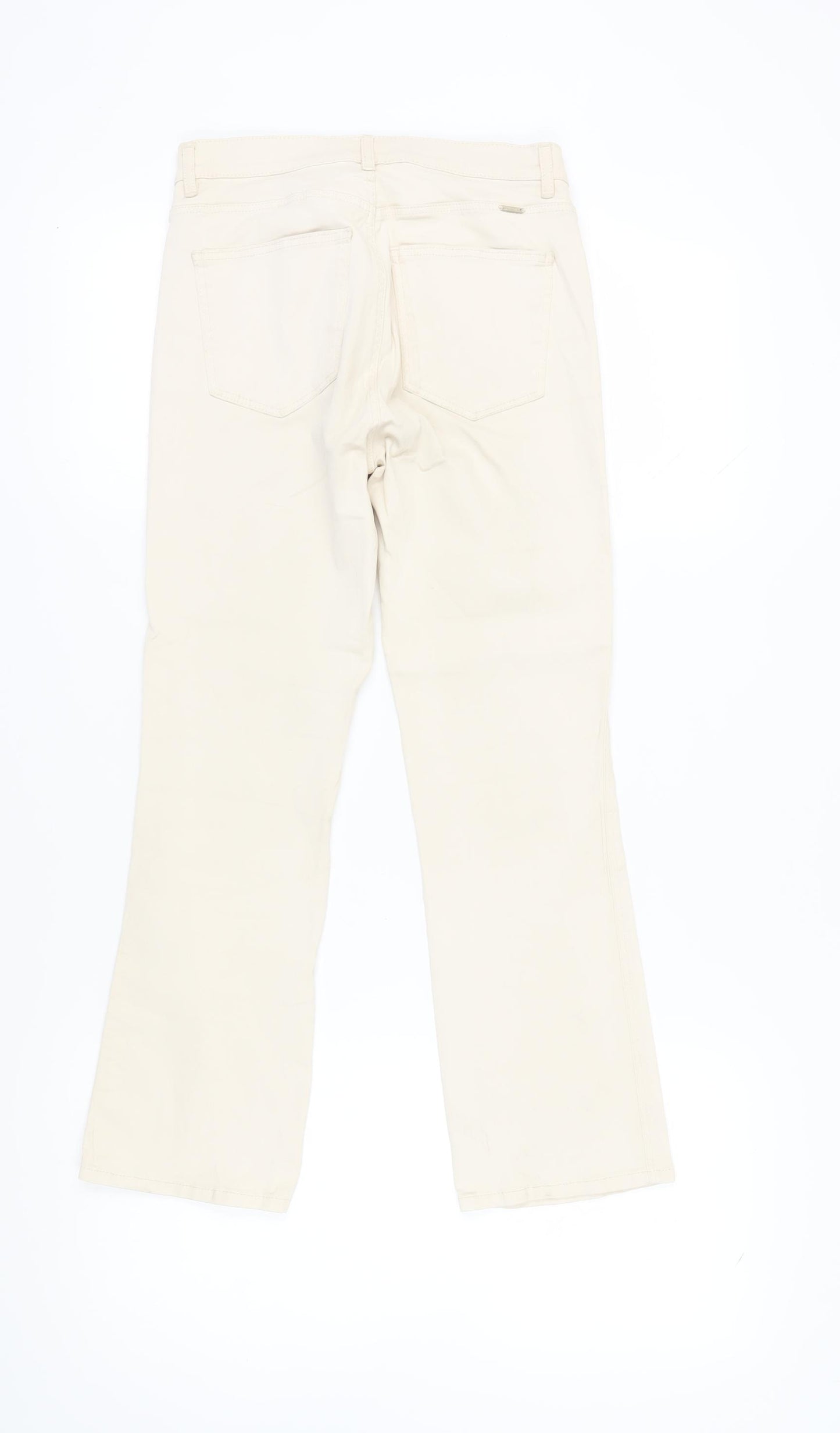 Massimo Dutti Women's Beige Straight-Leg Trousers
