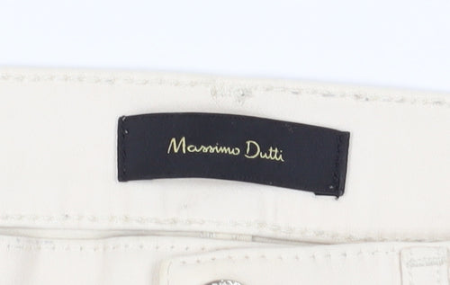 Massimo Dutti Women's Beige Straight-Leg Trousers