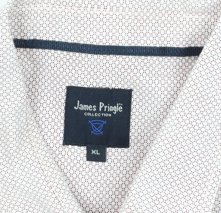 James Pringle Men's Beige XL Geometric Button-Up Shirt
