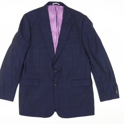 Charles Tyrwhitt Men's Blue Check Blazer - Size 44L, Wool