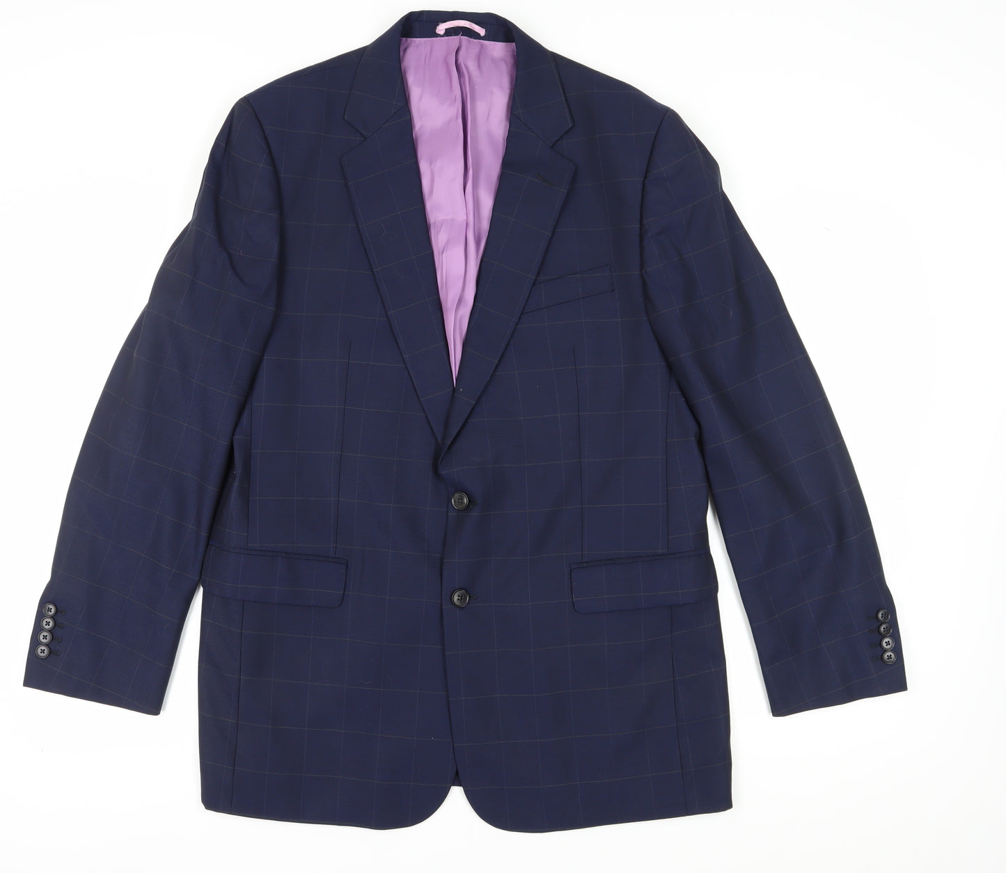 Charles Tyrwhitt Men's Blue Check Blazer - Size 44L, Wool