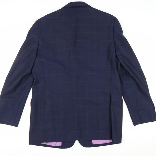 Charles Tyrwhitt Men's Blue Check Blazer - Size 44L, Wool