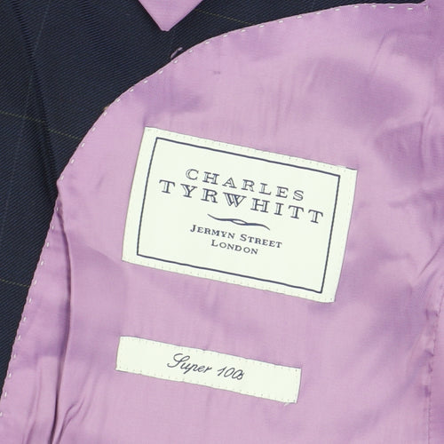 Charles Tyrwhitt Men's Blue Check Blazer - Size 44L, Wool