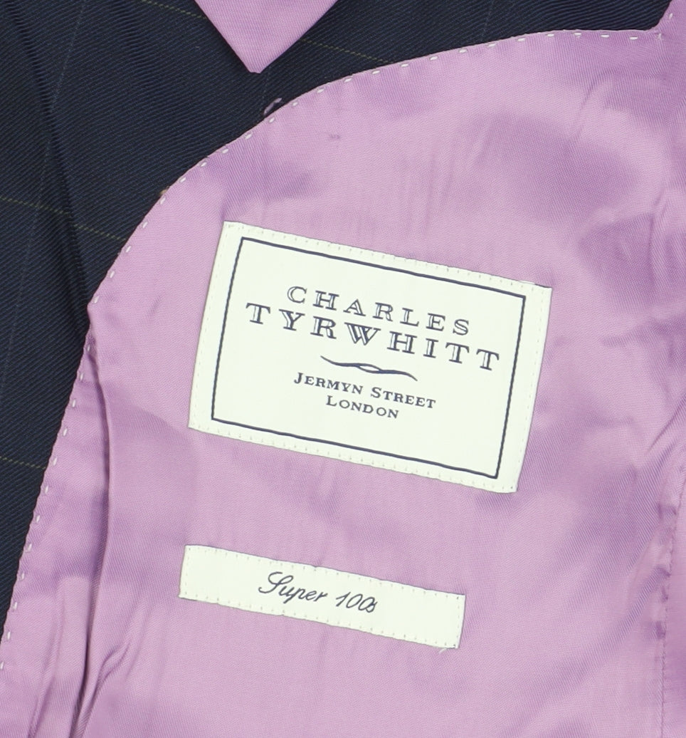 Charles Tyrwhitt Men's Blue Check Blazer - Size 44L, Wool