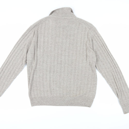 Dockers Men's Beige Cable-Knit Henley Jumper M