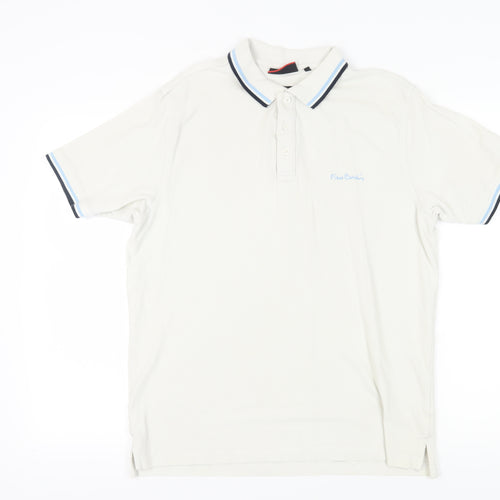 Pierre Cardin Men's White Polo Shirt - Size L