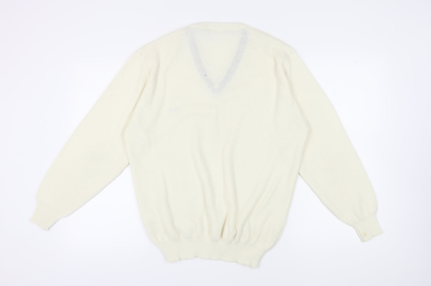 Farah Men's Ivory V-Neck Pullover Jumper, Size L