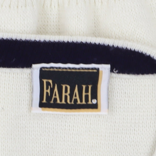 Farah Men's Ivory V-Neck Pullover Jumper, Size L