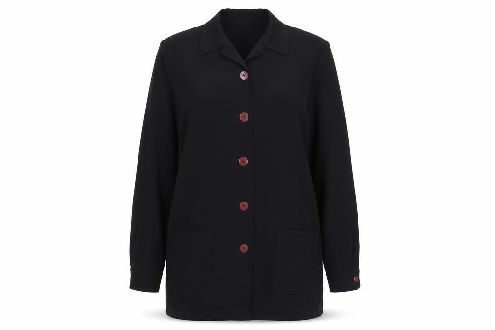 Front view of Viyella Women's Black Blazer, UK 14, Mid-Length, Elegant