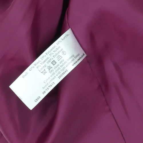 Honor Millburn Women’s Purple Wool Overcoat Size 12