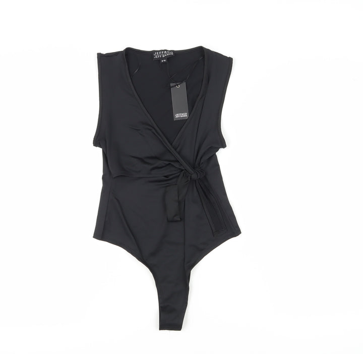 Jeff Banks Black Sleeveless Bodysuit, Women, Size 8-10, V-Neck