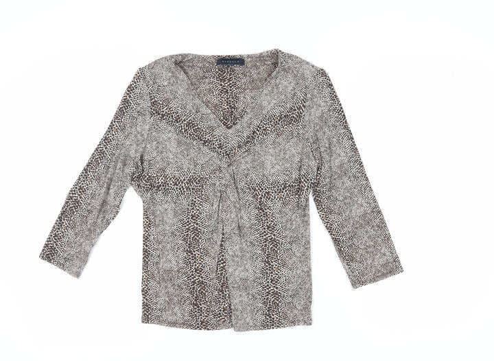 Viyella Women's Animal Print Wrap Blouse - Brown, M