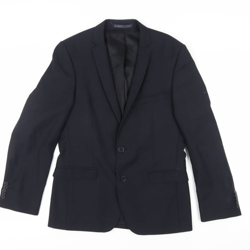 Ben Sherman Men's Black Single Breasted Wool Blend Blazer Jacket Size 38 Regular