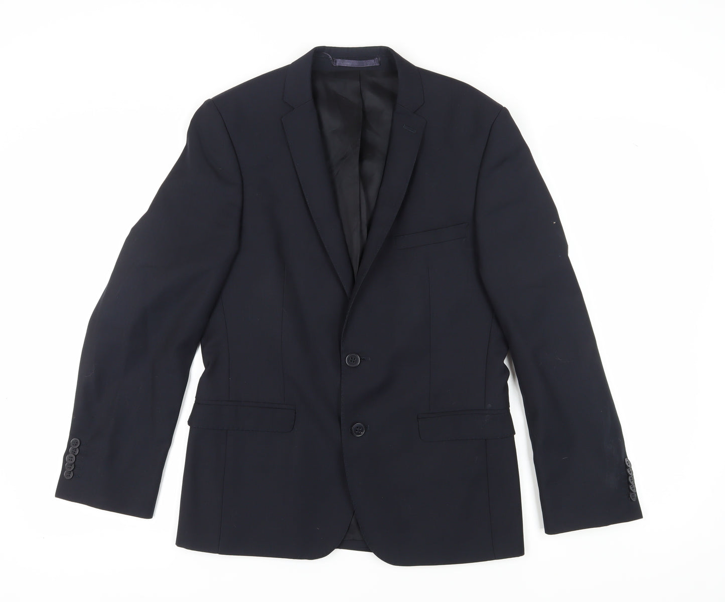 Ben Sherman Men's Black Single Breasted Wool Blend Blazer Jacket Size 38 Regular