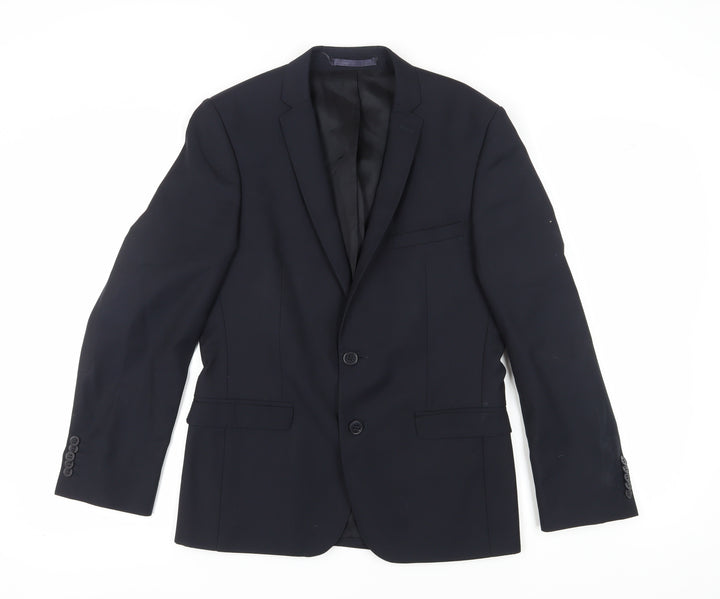 Ben Sherman Men's Black Single Breasted Wool Blend Blazer Jacket Size 38 Regular